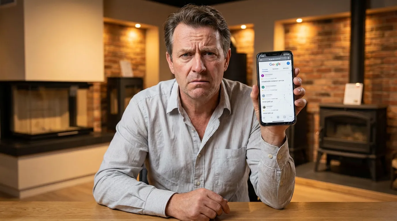 Un gérant de showroom découvre des avis négatifs mentionnant un SAV injoignable sur sa fiche Google